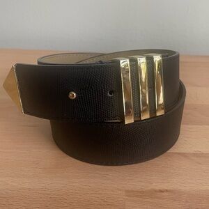 Express Black and Gold Tone Women's Wide Belt Faux Vegan Leather Small